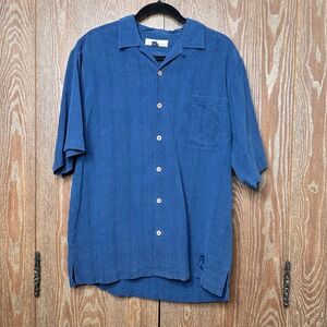 Tommy Bahama Men Silk Tropical Palm Tree Short Sleeve Button Up Shirt M Vacation